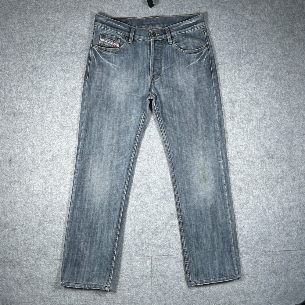 Diesel denim jeans mens 32 Blue Heeven Straight Leg Y2K Distressed Streetwear